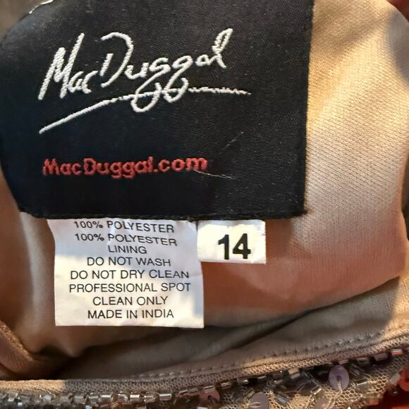 Mac Duggal Rose Gold Fully Sequined Sheath Cocktail Dress, Size 14, NWT - Picture 6 of 13